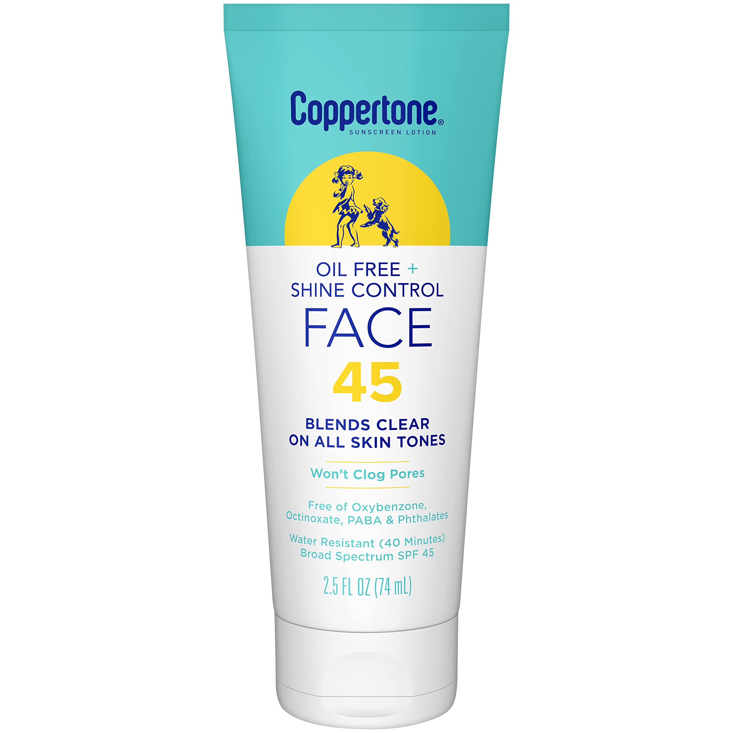 Coppertone Oil Free Shine Control bottle demonstrates a lightweight, pore-friendly sunscreen for everyday use.