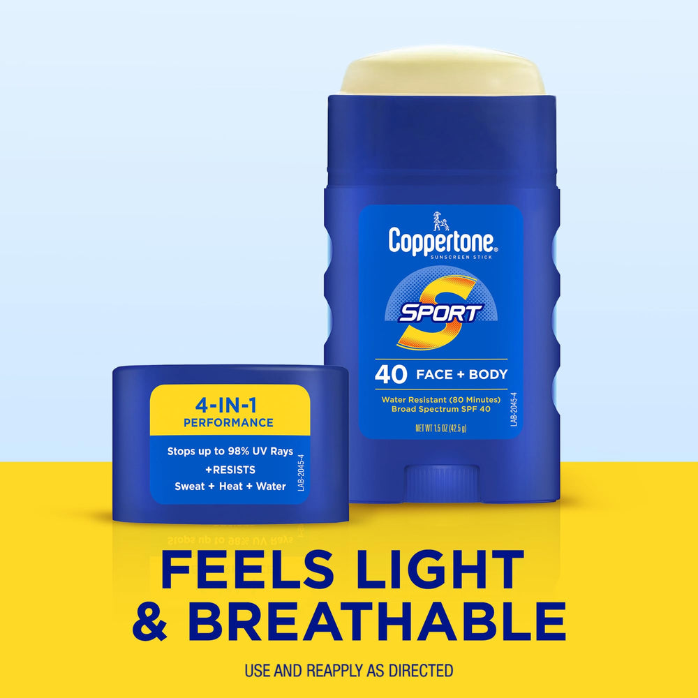 Coppertone Sport SPF 40 durable stick for workouts.