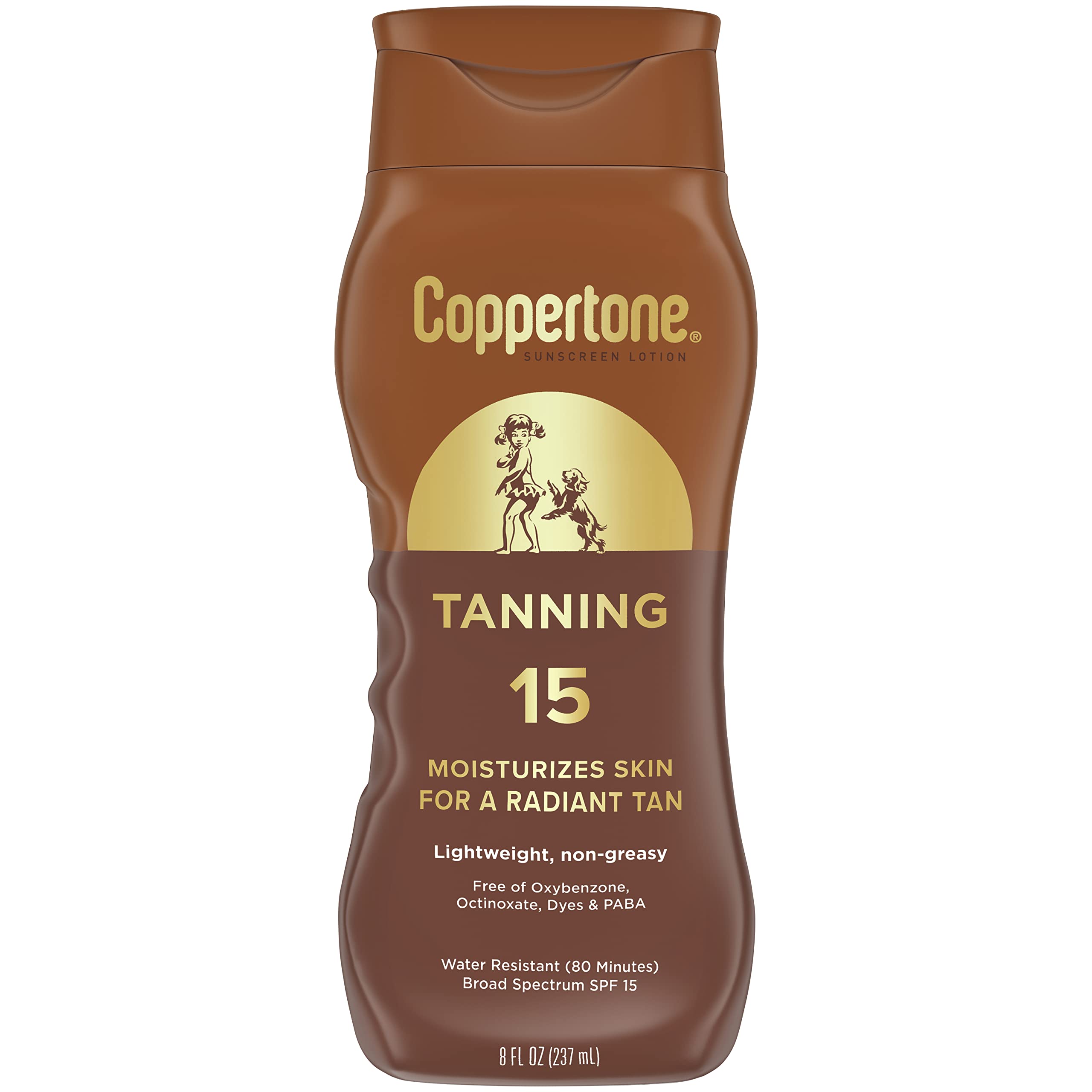 Coppertone Tanning Sunscreen Lotion SPF 15 bottle on a sunny beach for daily protection