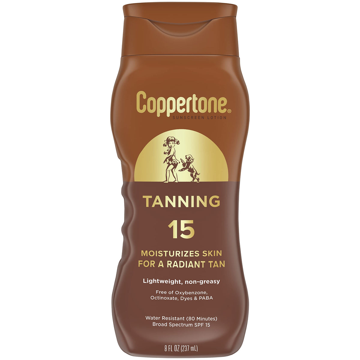 Coppertone Tanning Sunscreen Lotion SPF 15 bottle on a sunny beach for daily protection