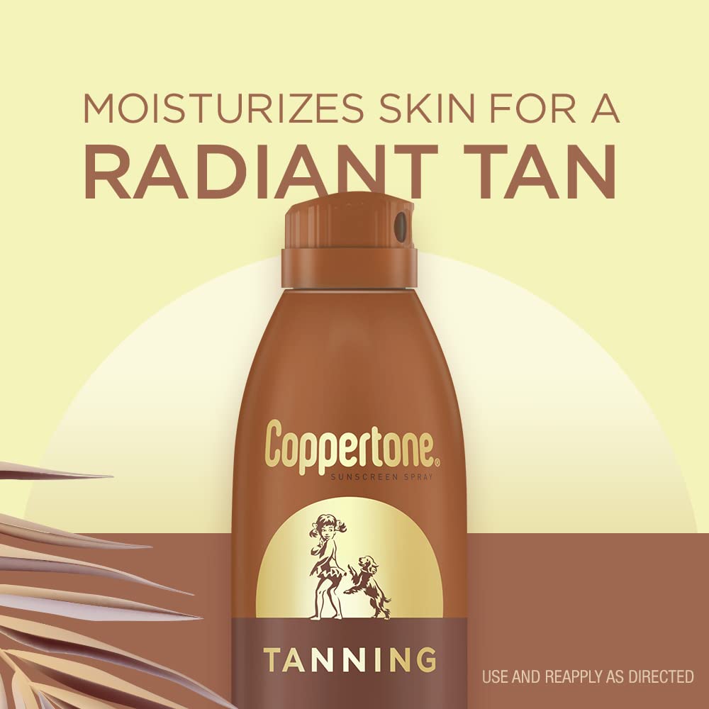 Coppertone sunscreen spray dries quickly to a light, comfortable finish.