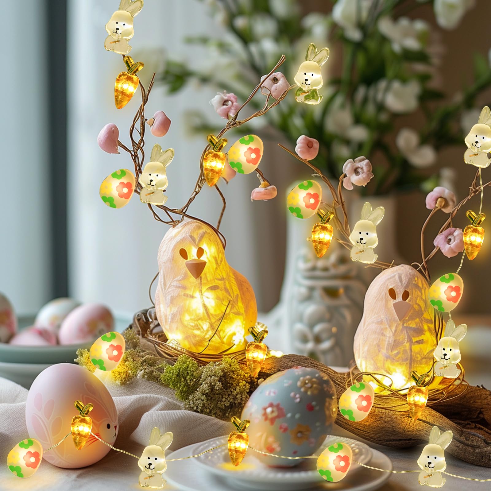 Coquimbo bunny and egg ornaments add festive Easter charm.