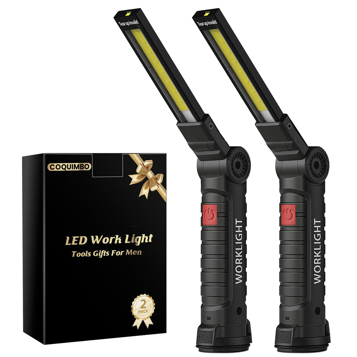 Coquimbo rechargeable LED work light with magnetic base front view for hands-free grilling.
