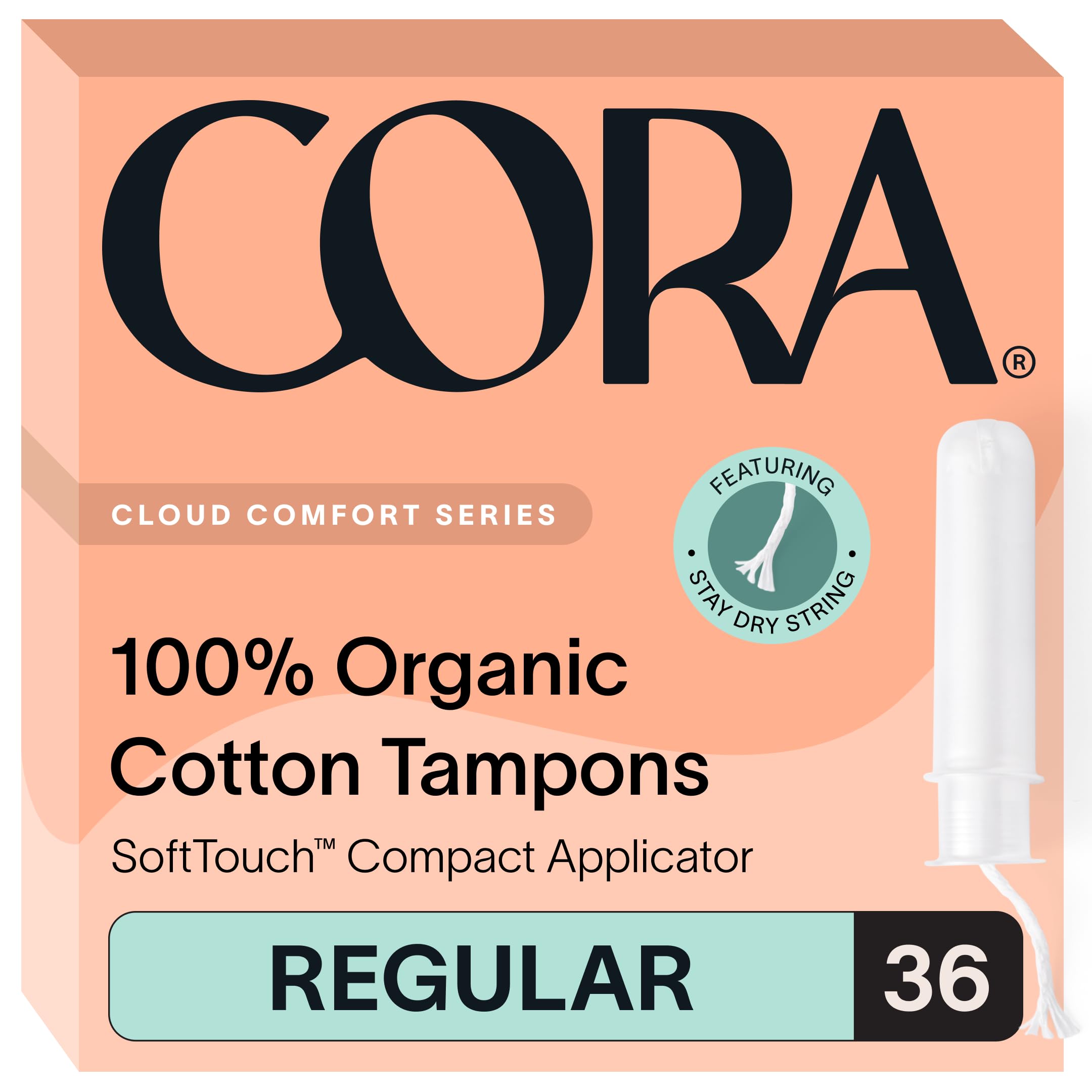 Cora 36 regular tampons with new-look packaging for easy recognition