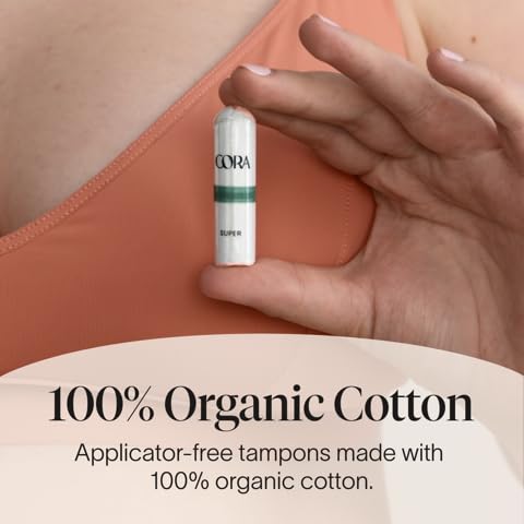 Cora non-applicator tampons absorbency demo highlights reliable protection and comfort.