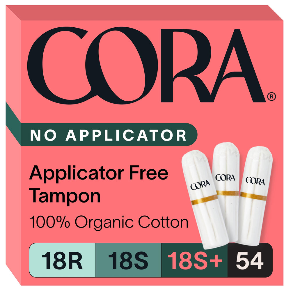 Cora regular non-applicator tampons pack front view for everyday comfort and protection