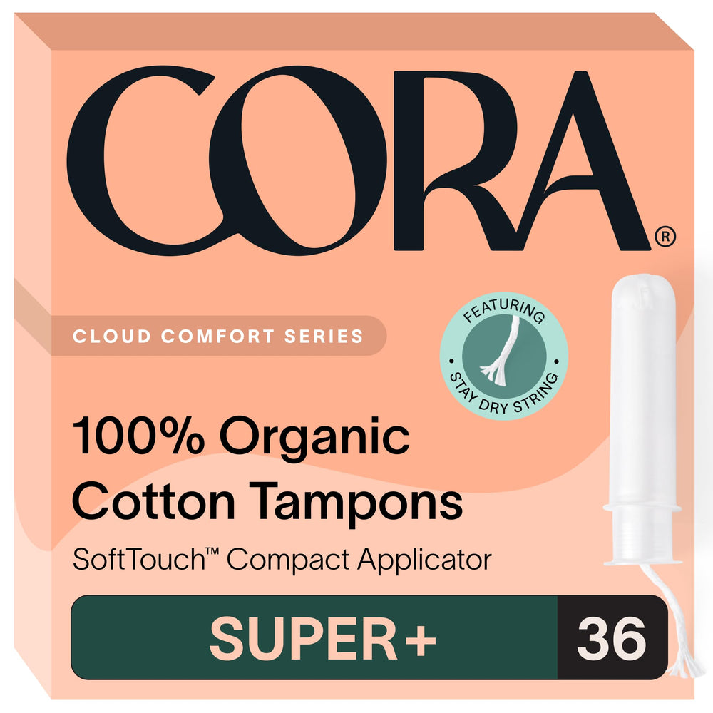 Cora organic cotton tampons packaging shows eco friendly design for everyday protection.