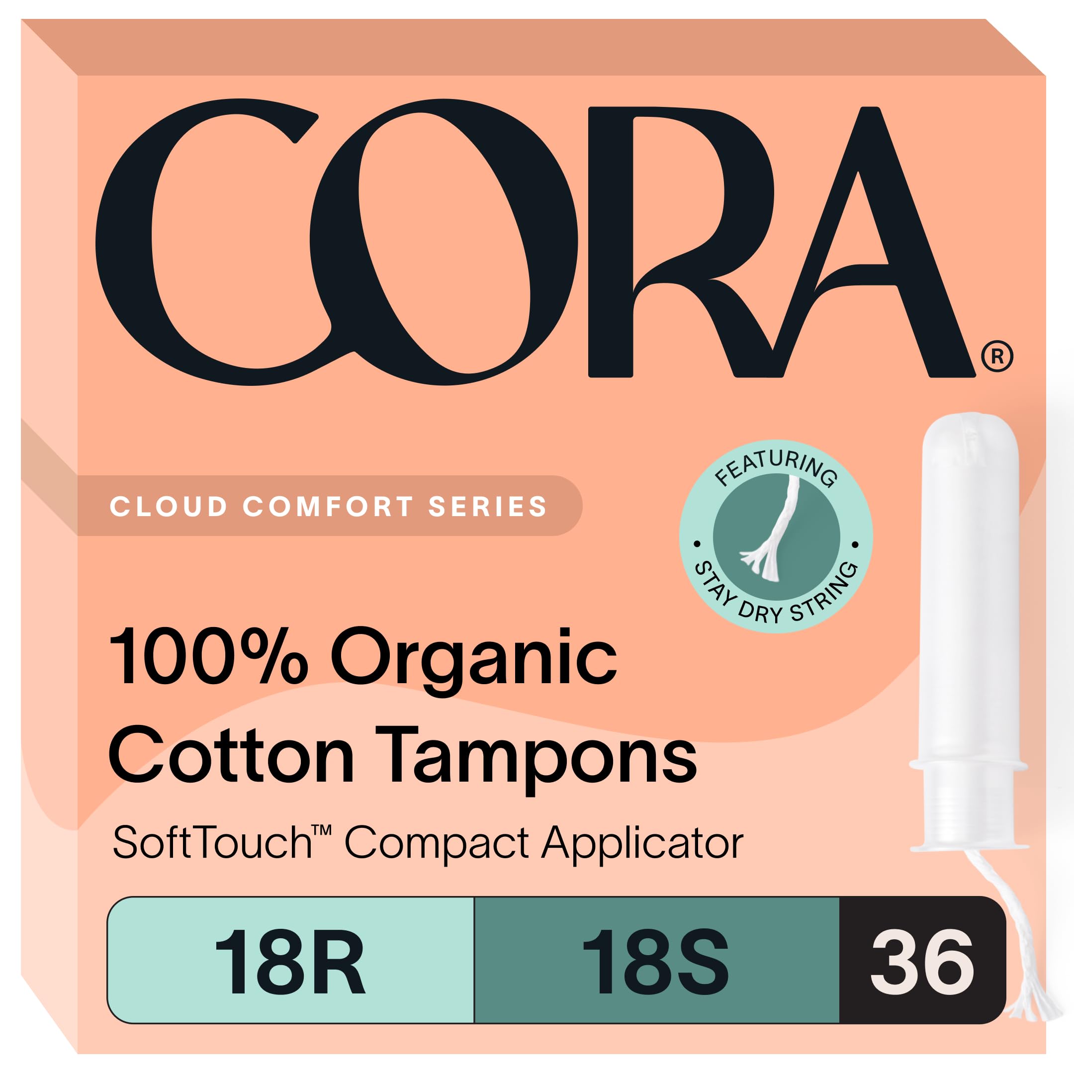 Cora multipack packaging image showing regular and super tampons for everyday protection.