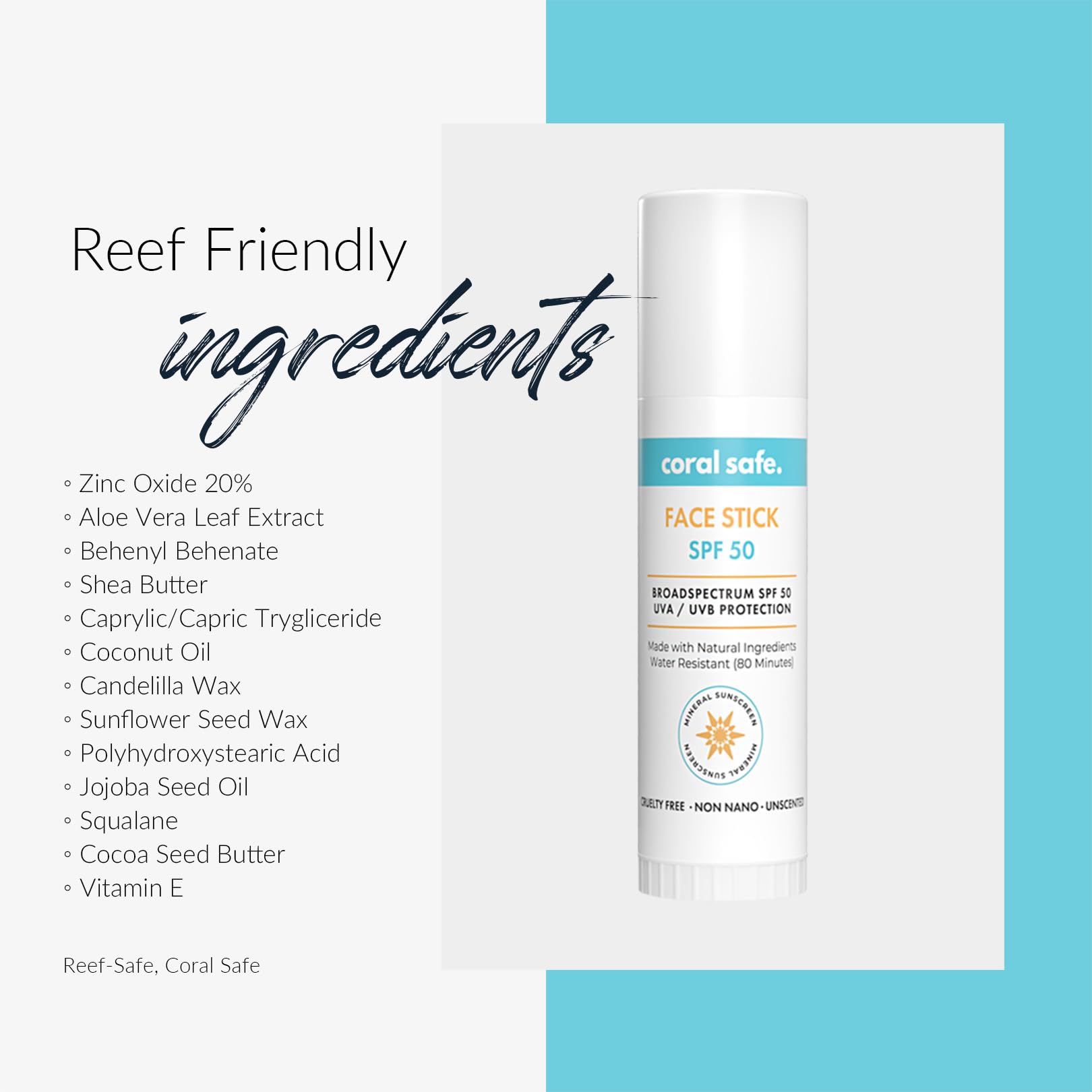 Coral Safe 80-minute water resistance for outdoor activities
