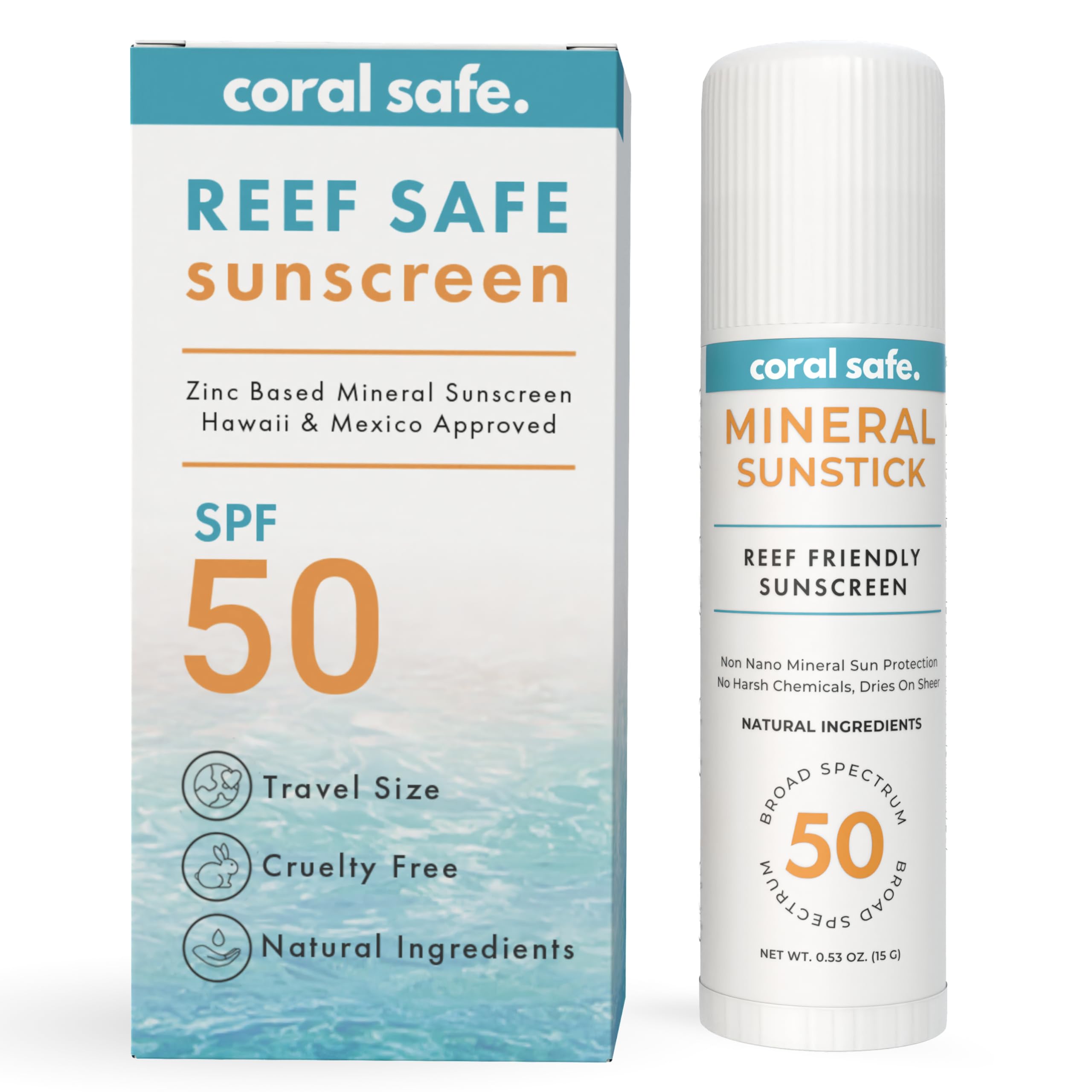 Coral Safe reef-safe sunscreen stick travel size for beach days