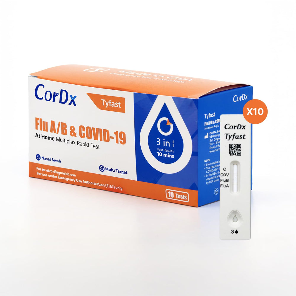 CorDx Tyfast swab designed for gentle at-home nasal sampling.