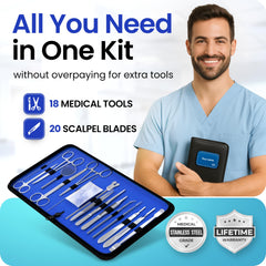 Core Flex scalpel handle and blades ready for precise anatomy work.