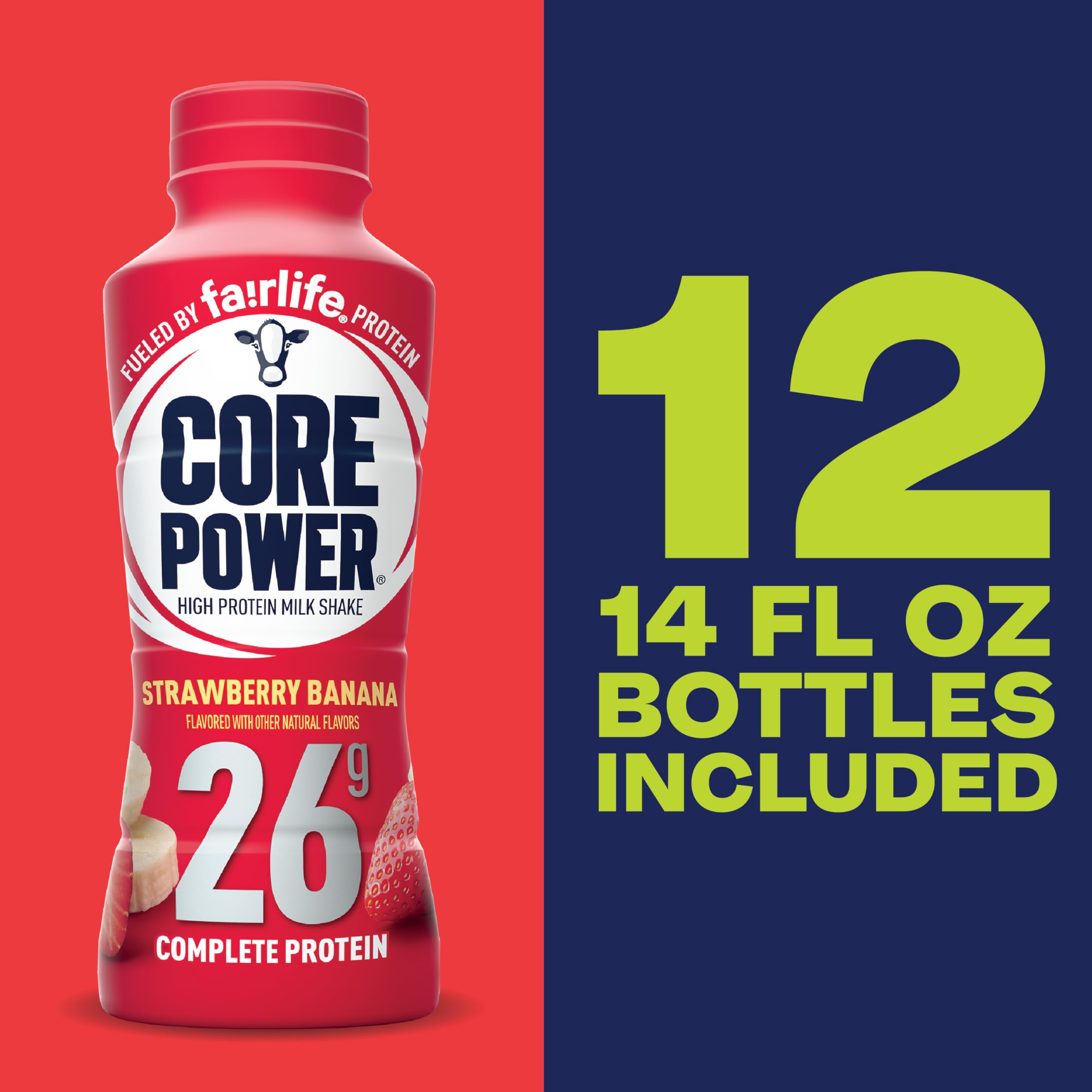Core Power nutrition panel close-up, showcasing 26g protein per bottle.