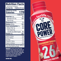 Core Power bottle being poured into a glass, highlighting creamy texture.