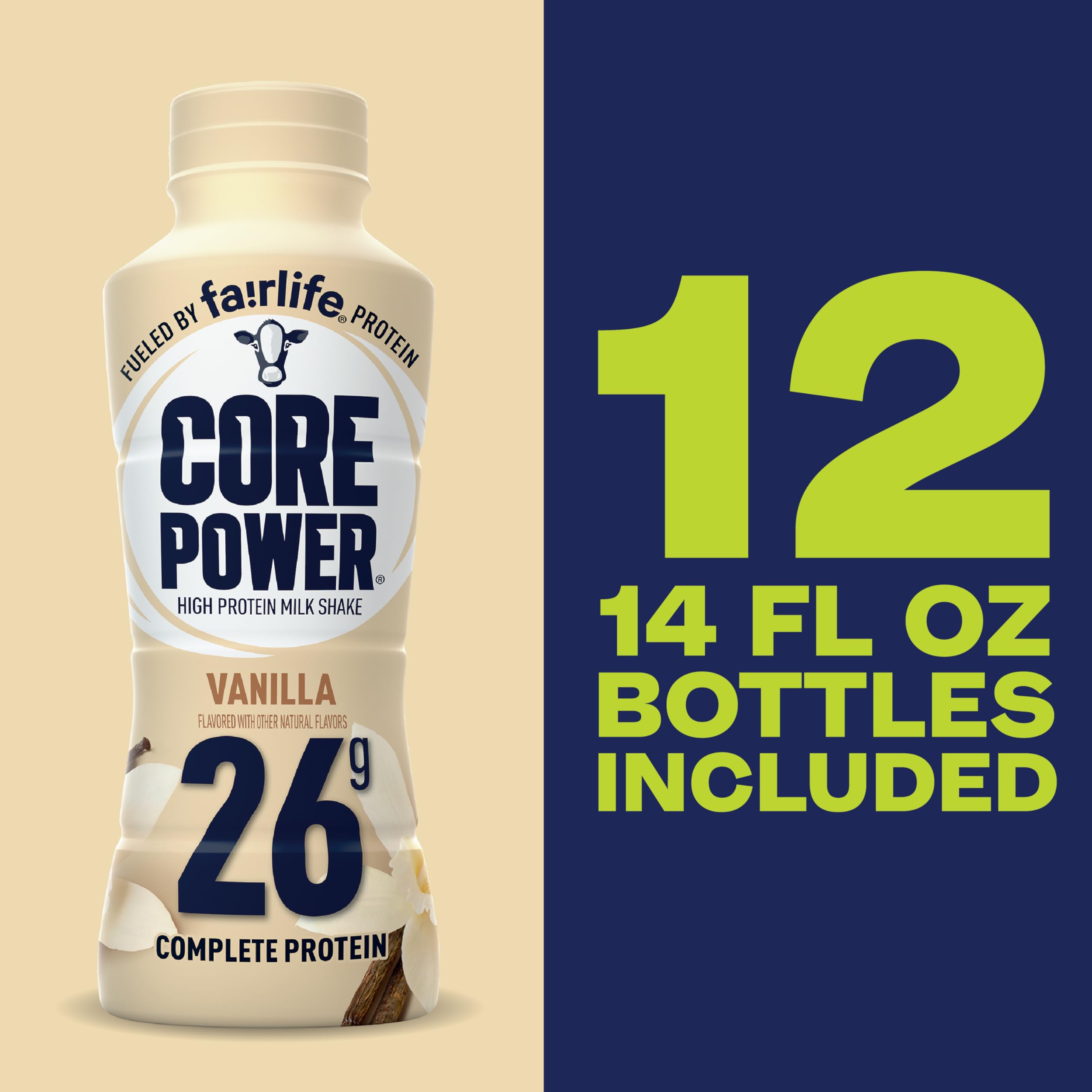 Core Power Vanilla bottle front view with sleek packaging and ready-to-drink convenience