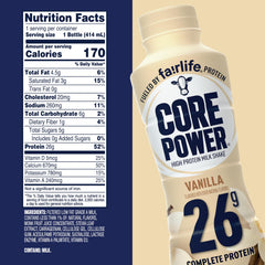 Core Power Vanilla 12-pack display highlighting convenient protein on the go