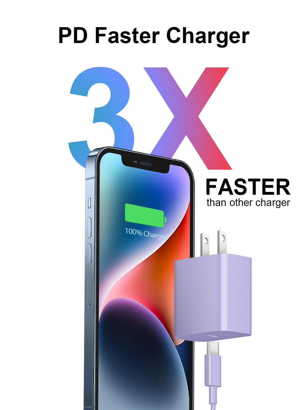 Coreykin 6ft fast charging cable shown with charger for flexible placement.