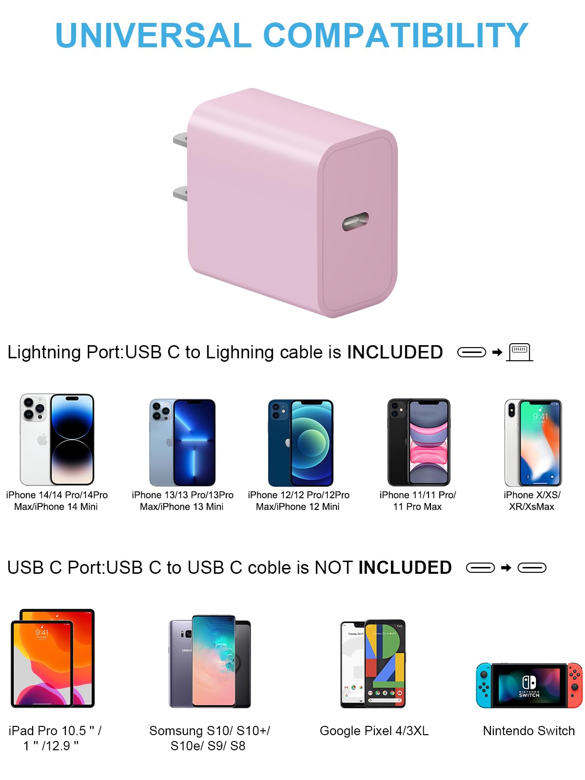 Coreykin pink charger with built-in safety protections for reliable charging