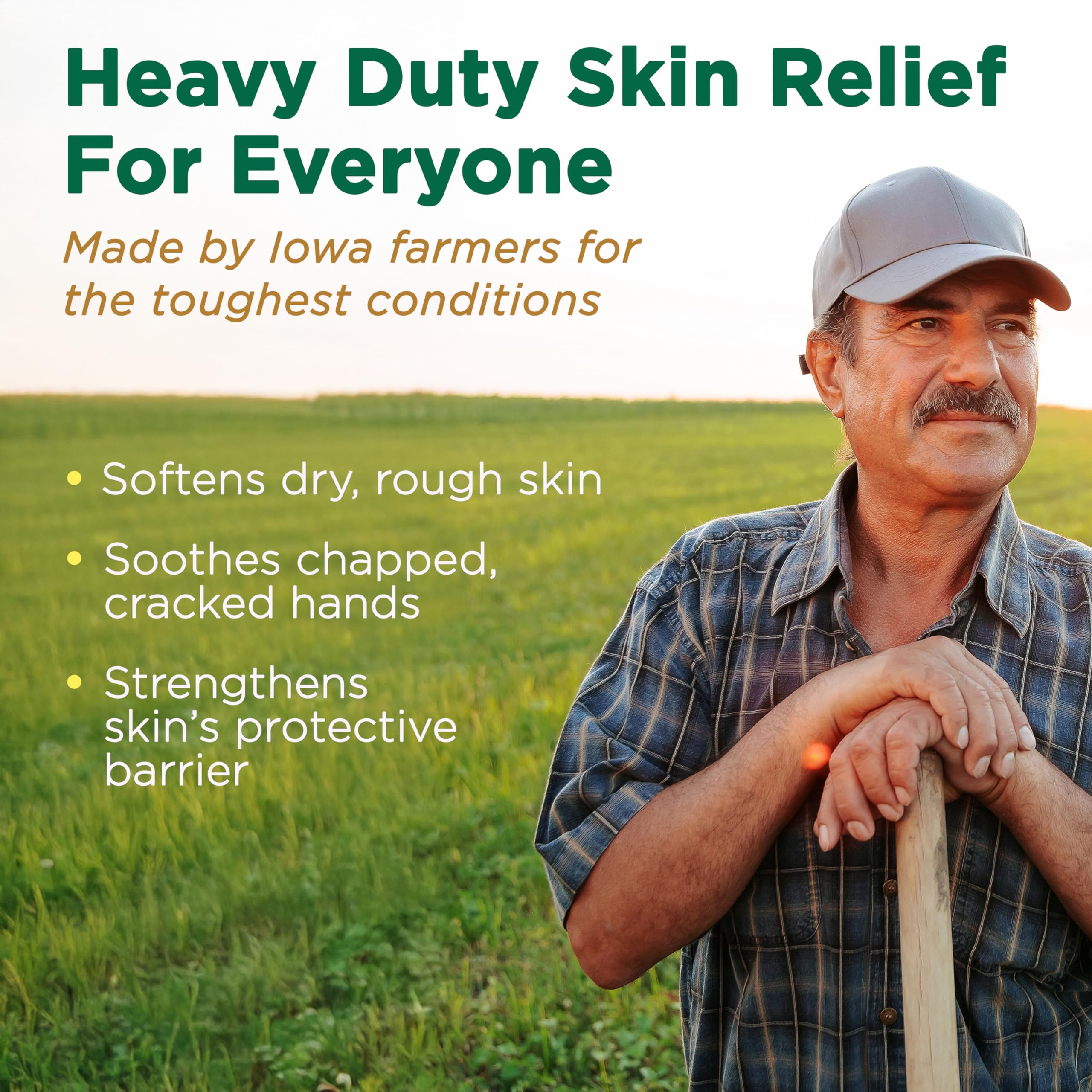 Protective barrier action helps guard dry skin after outdoor work.