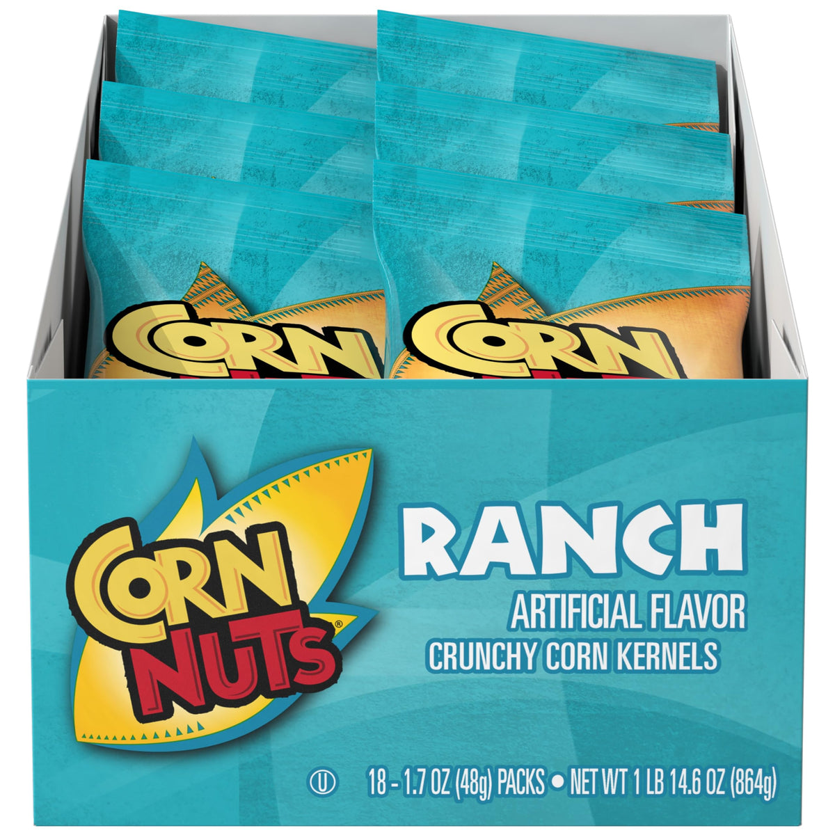 CORN NUTS Ranch flavored kernels in a bag with bold crunch.