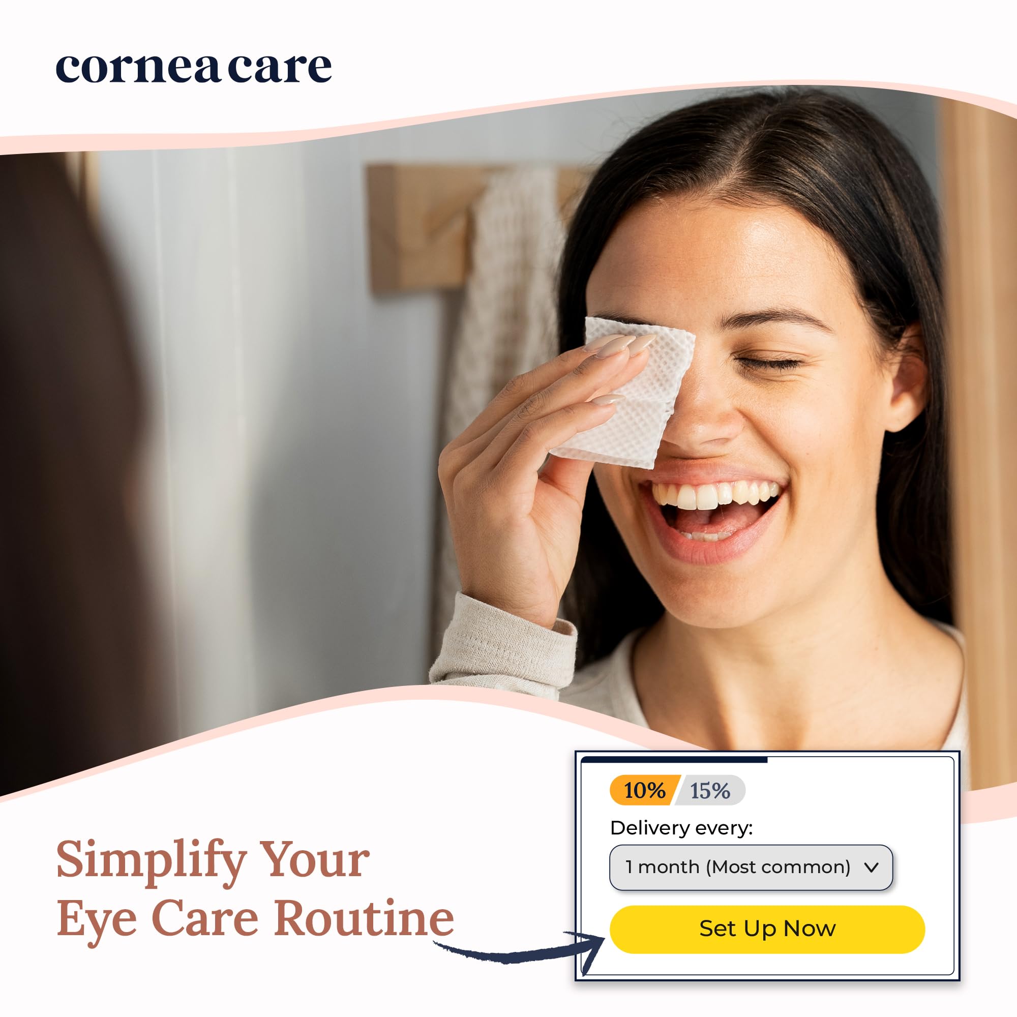CorneaCare Rise bottle and wipes shown for quick routine