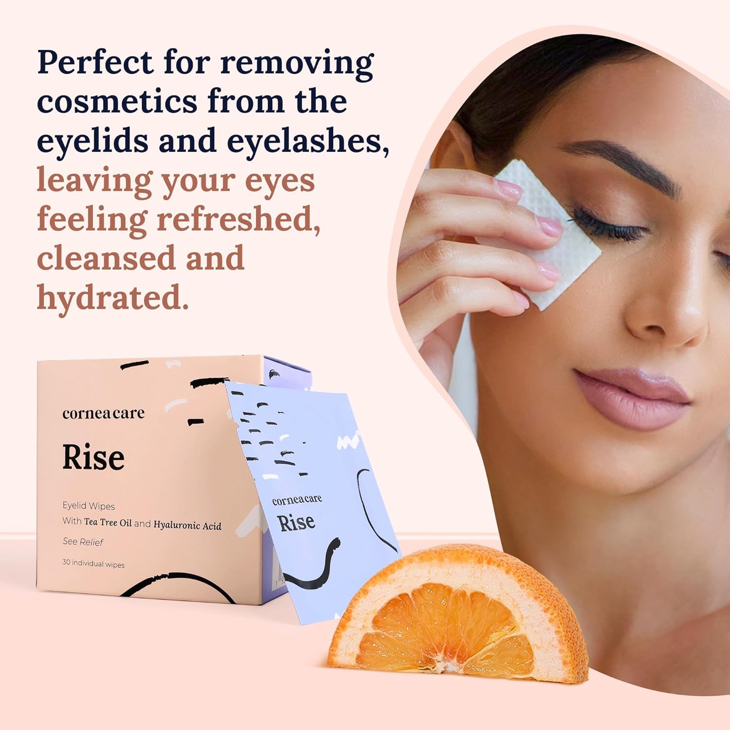 CorneaCare Rise soft-texture wipes designed for sensitive skin