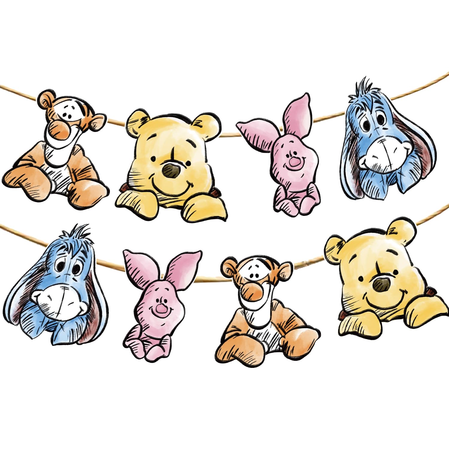 CORODER Cute Bear Banner cards laid out for easy assembly, ideal party decor