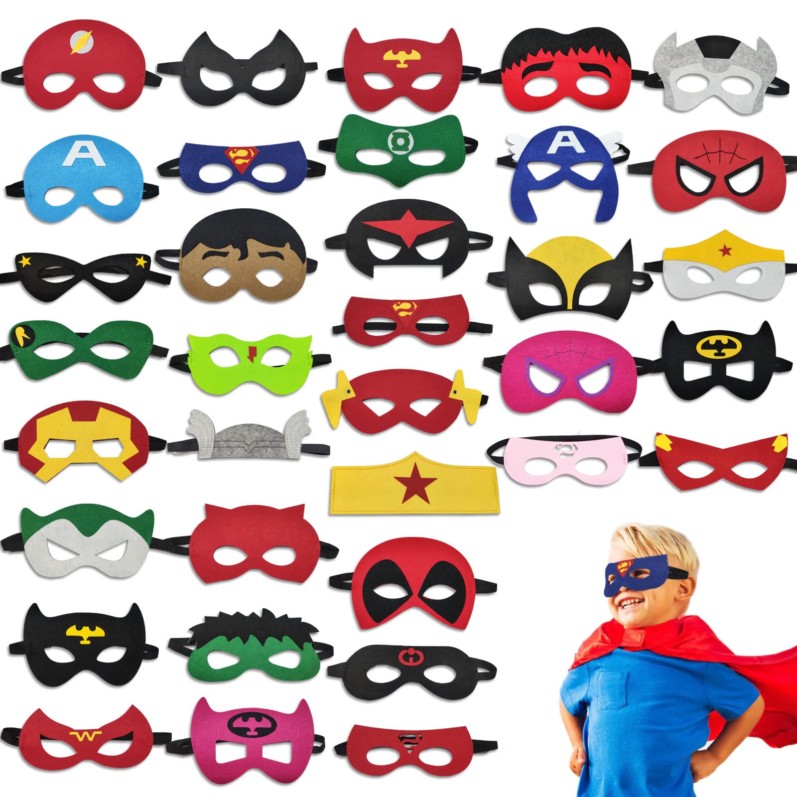 Corpower 35-masks set in multiple colors for imaginative party play.