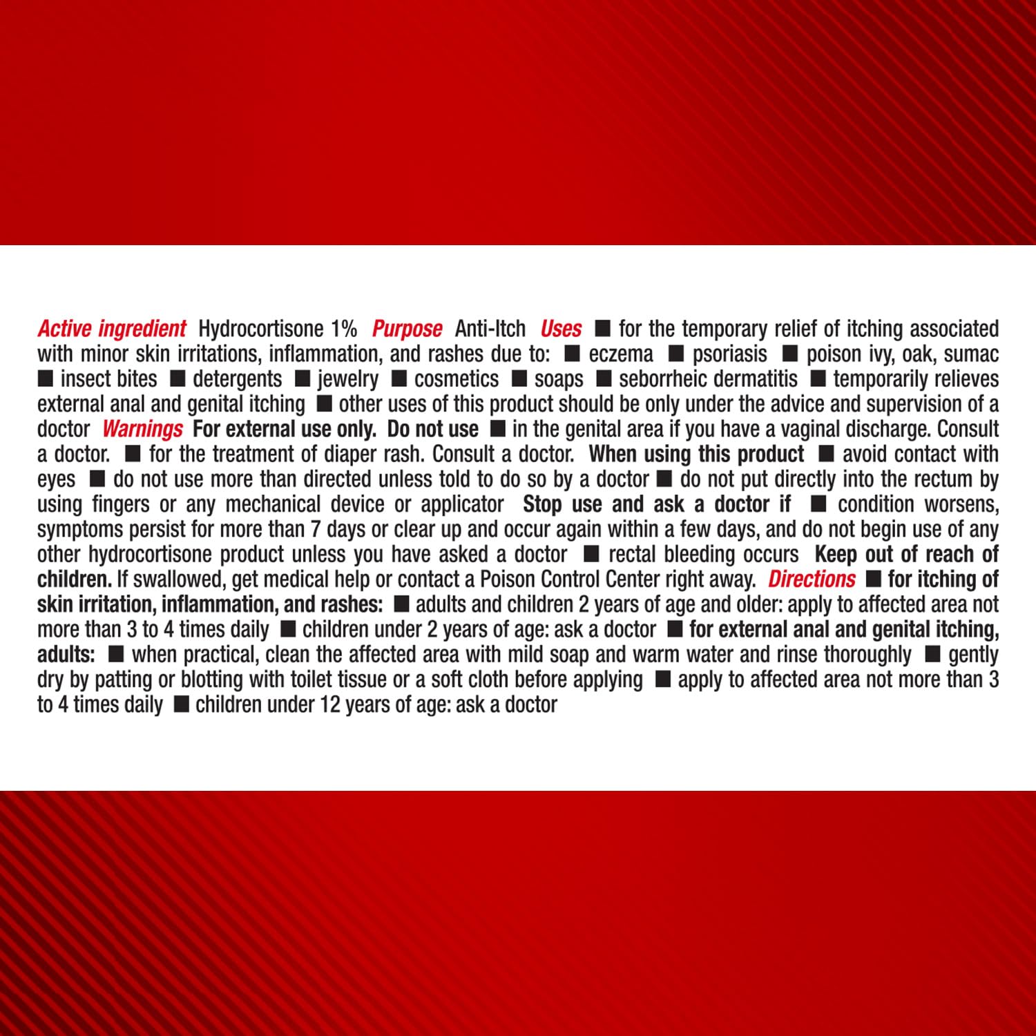 Cortizone-10 label close-up highlighting 1% hydrocortisone