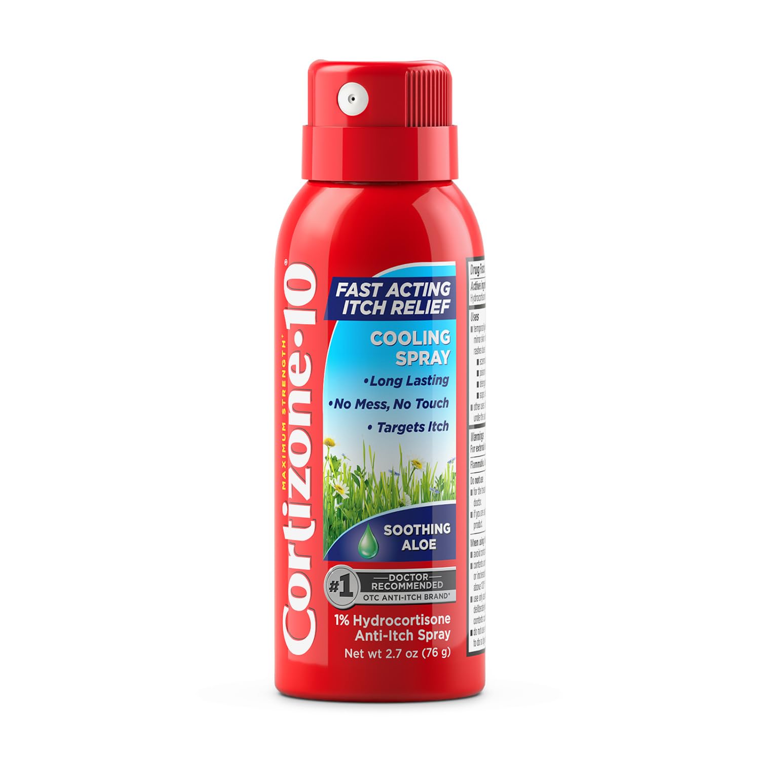 Cortizone 10 bottle front showing maximum-strength itch relief for on the go