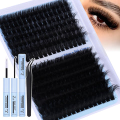 Coruscate Lash Clusters Kit closeup shows ultra thick volume for bold eyes at home.