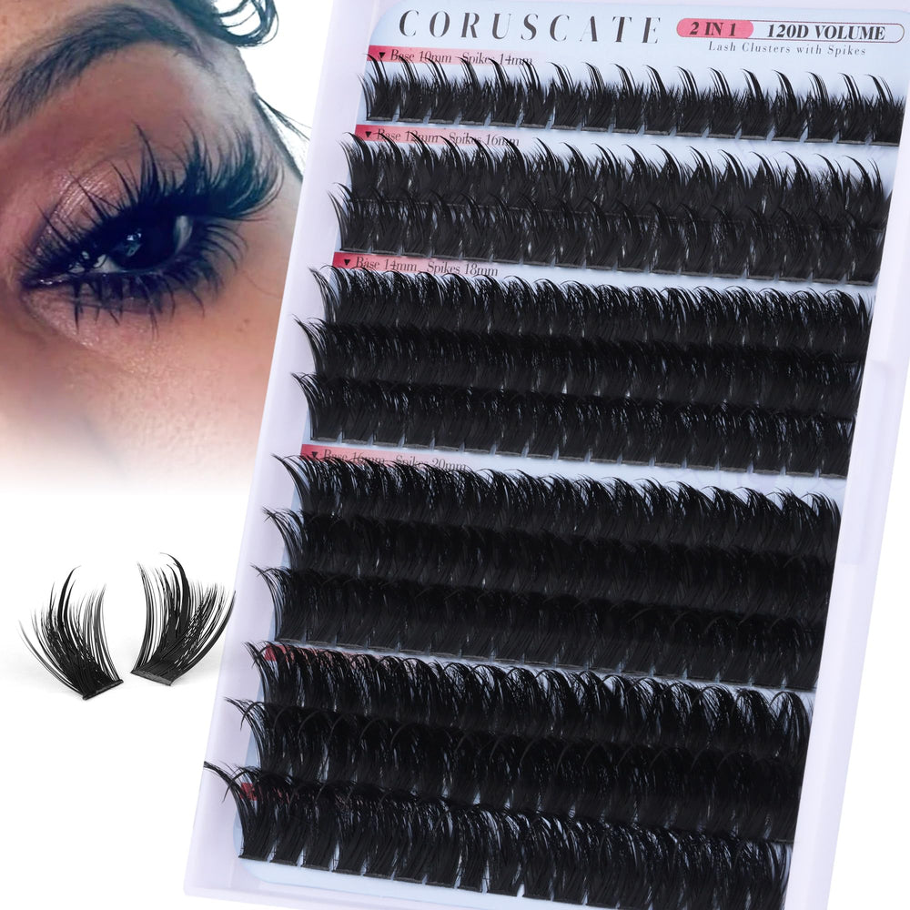 CORUSCATE spiky lash clusters 14mm for bold manga-inspired lashes.
