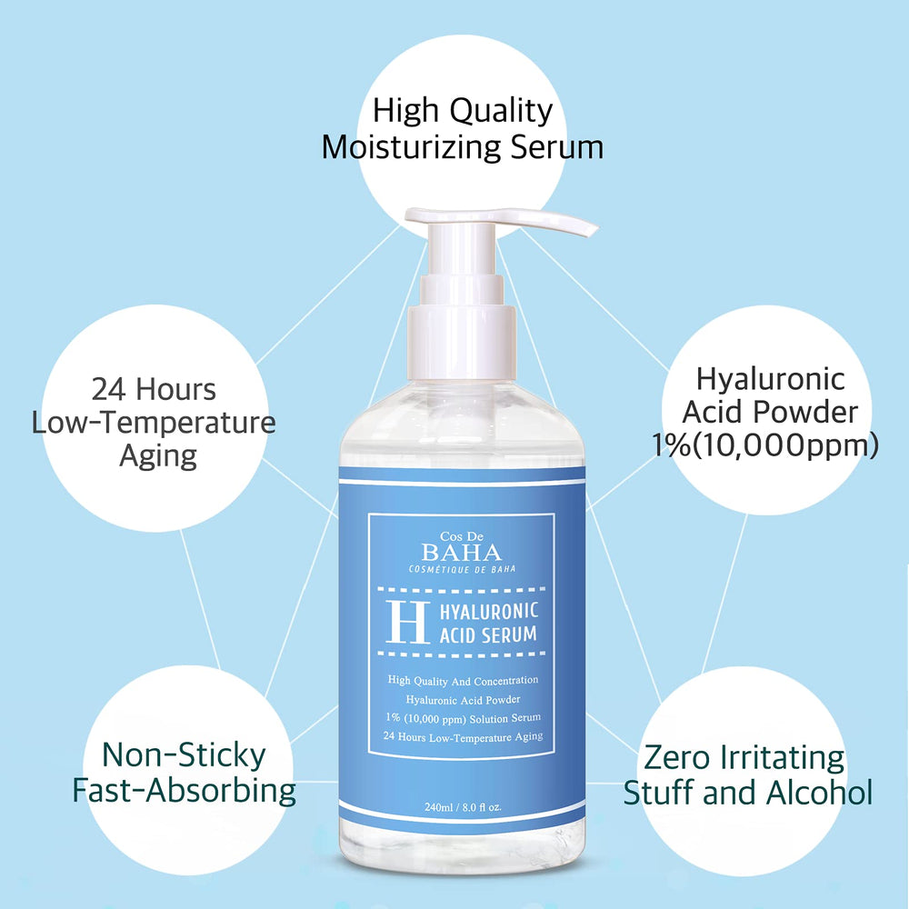 Cos De BAHA Hyaluronic Serum ingredients base with purified water for a simple formulation