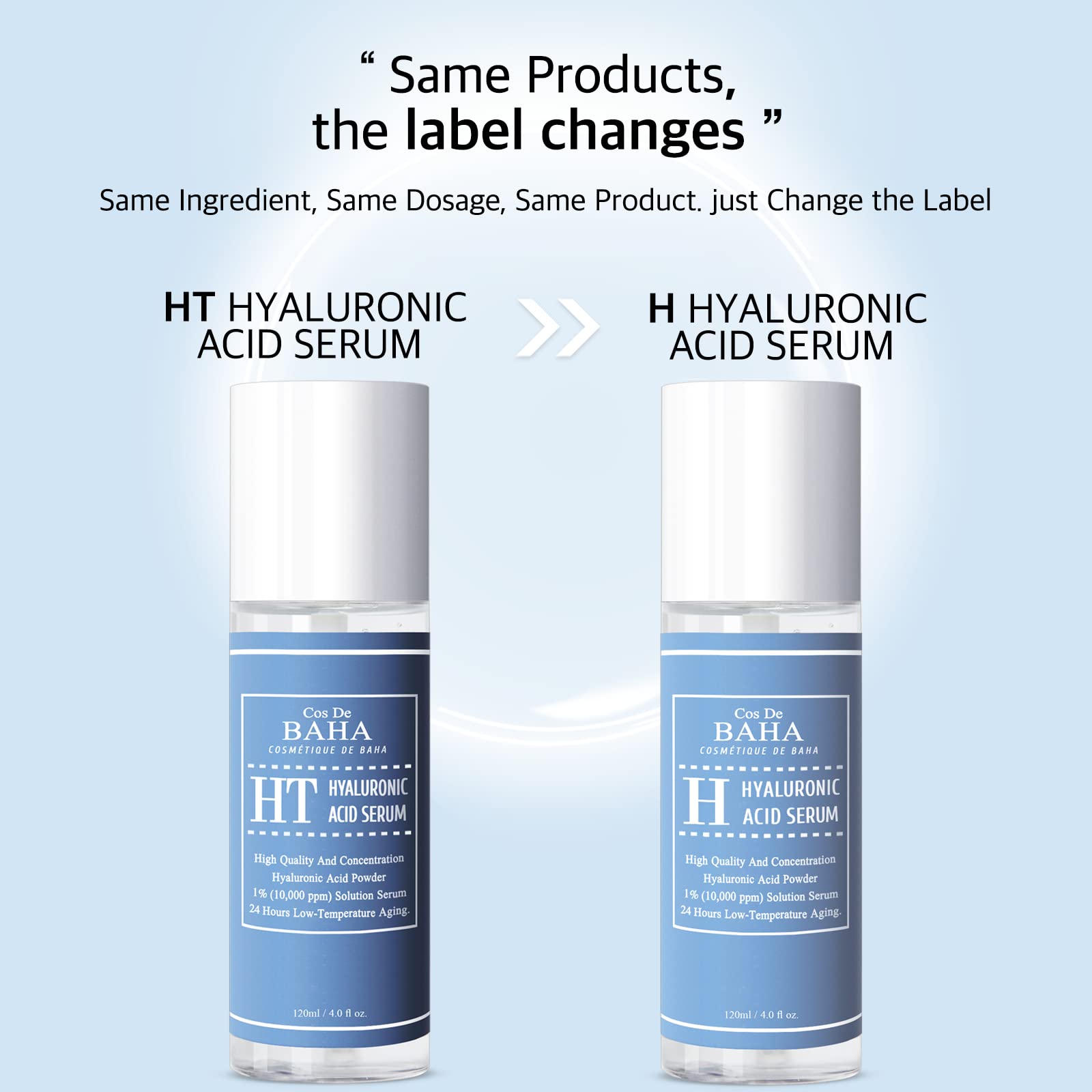 Cos De BAHA Hyaluronic Serum swatch demonstrates smooth skin feel.