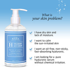Cos De BAHA Hyaluronic Serum close-up shows high-purity sodium hyaluronate