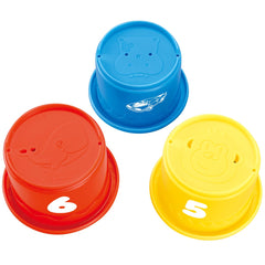 Cosaway bath time stacking cups arranged in a tub for splash-friendly fun