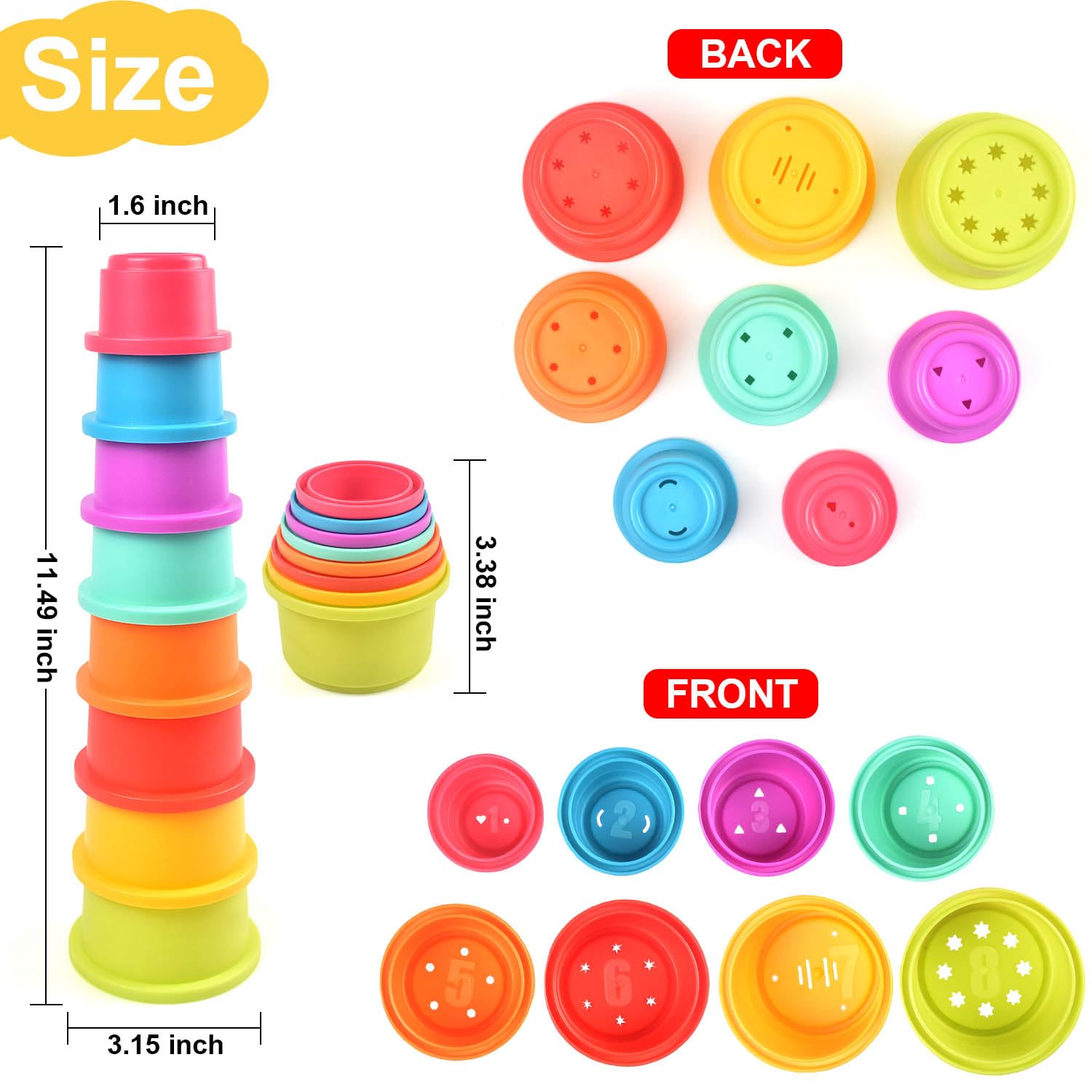 Cosaway color-coded cups foster early color and shape recognition.