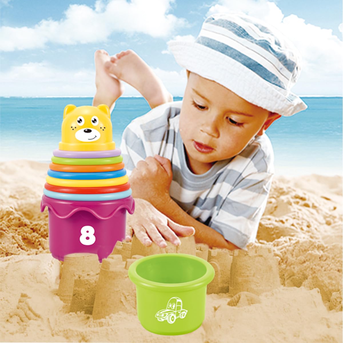 Cosaway baby educational toy set fosters cause-and-effect awareness through interactive stacking