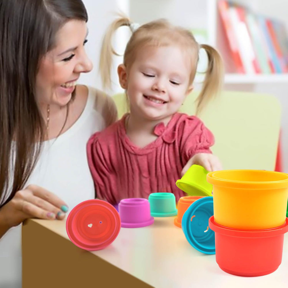 Cosaway nesting cups stack neatly for storage and on-the-go play.