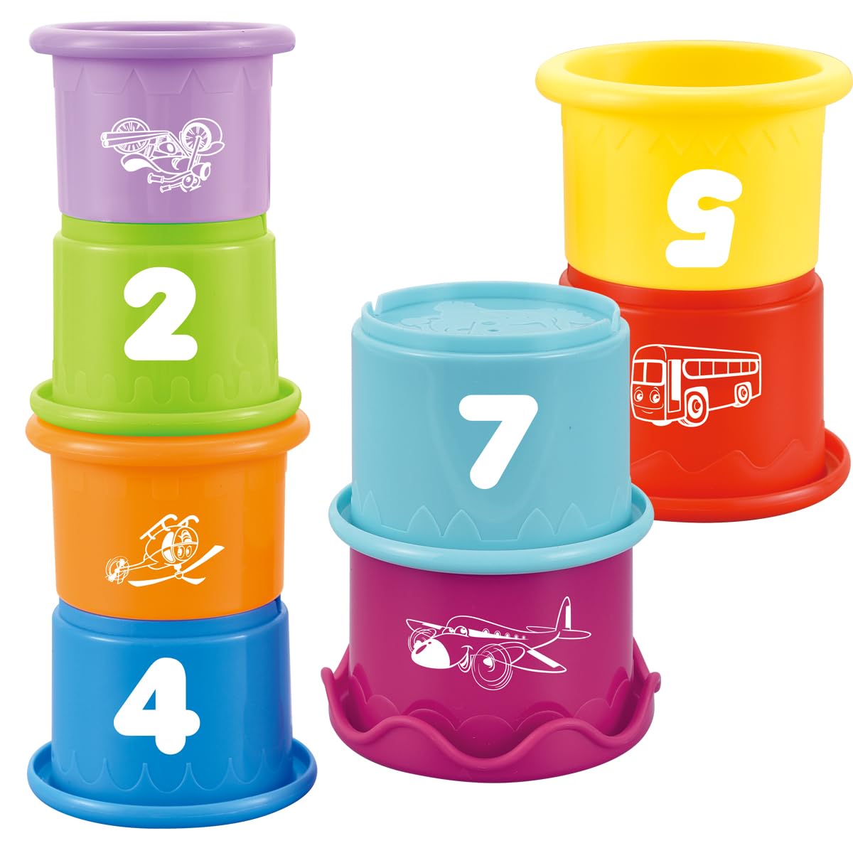 Cosaway stacking cups close-up showing color and size variety ideal for sorting and color recognition