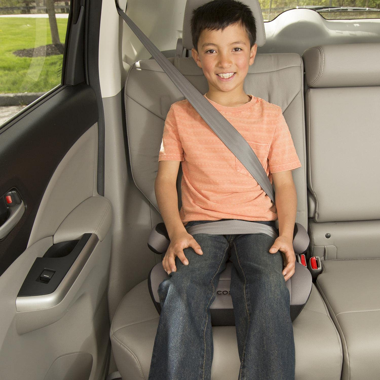 Cosco Topside Leo lightweight booster for easy car transfers.
