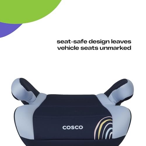 Cosco Topside Rainbow booster installed in a car with a child seated.
