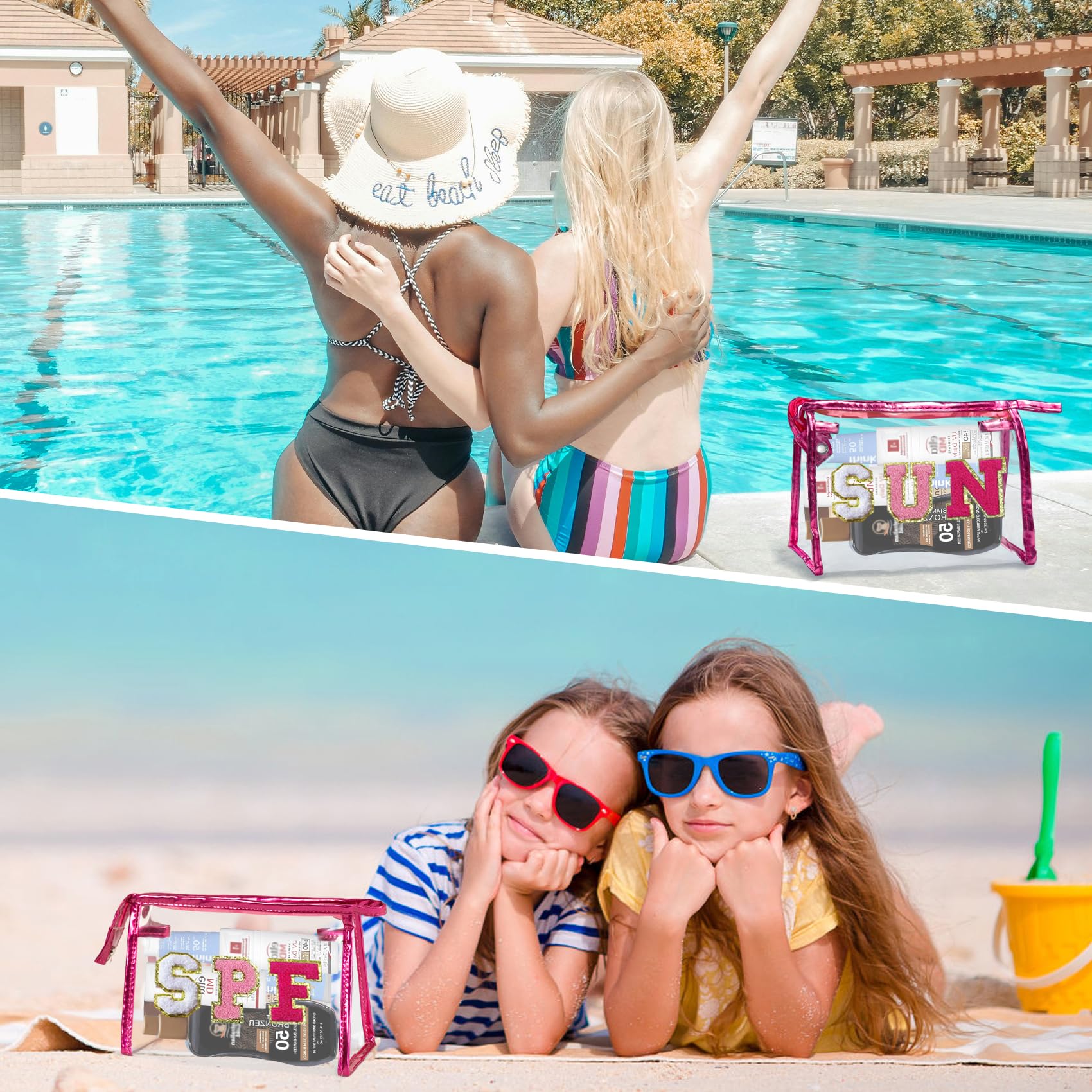 COSHAYSOO Sunscreen Bag clear pouch pairs with bogg bags for organization