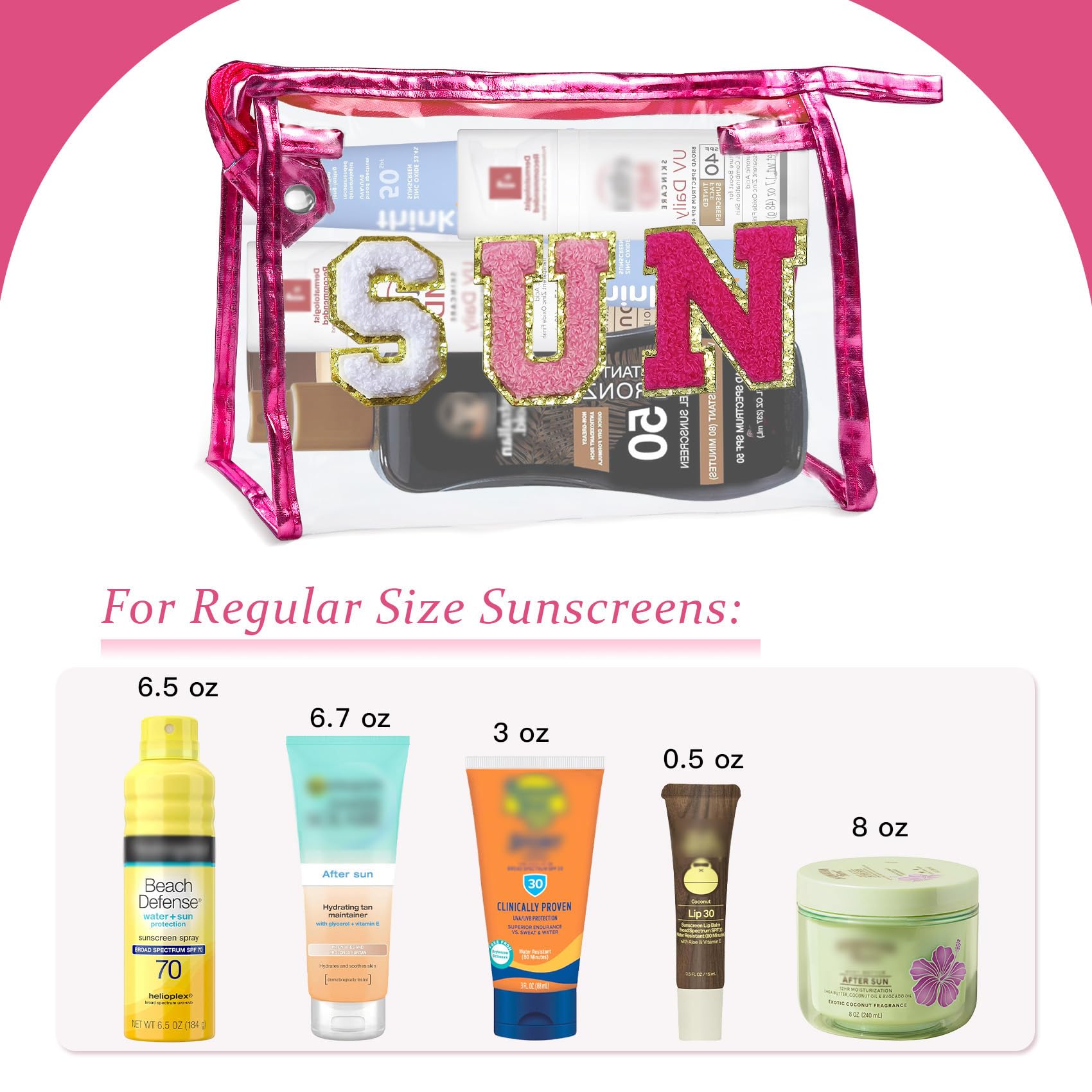 COSHAYSOO Sunscreen Bag compact travel size fits multiple sunscreens