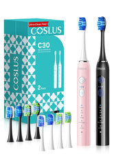 COSLUS C30 toothbrush front view shows motor power for a thorough yet gentle clean.