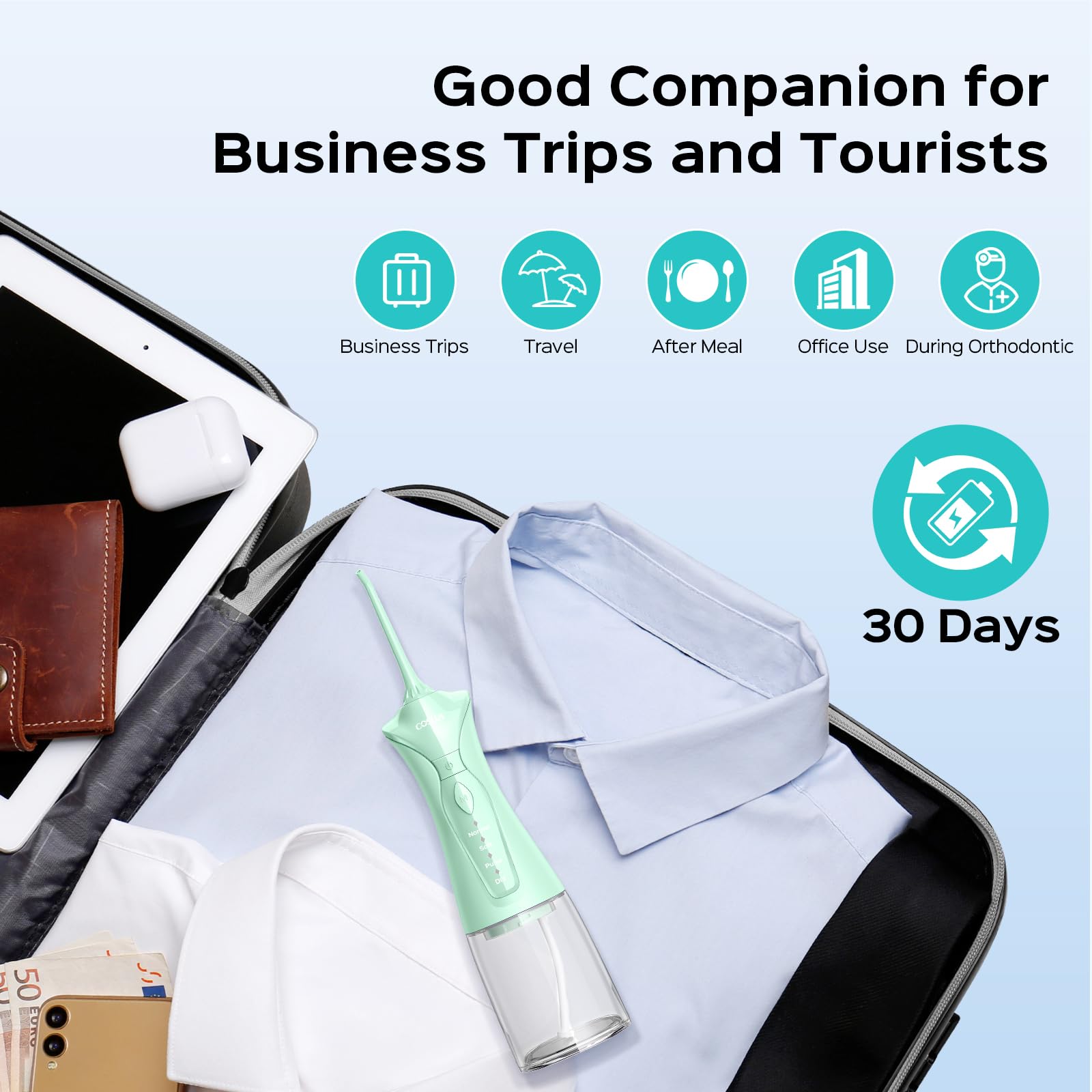 COSLUS C30 travel-friendly compact design fits in a bag