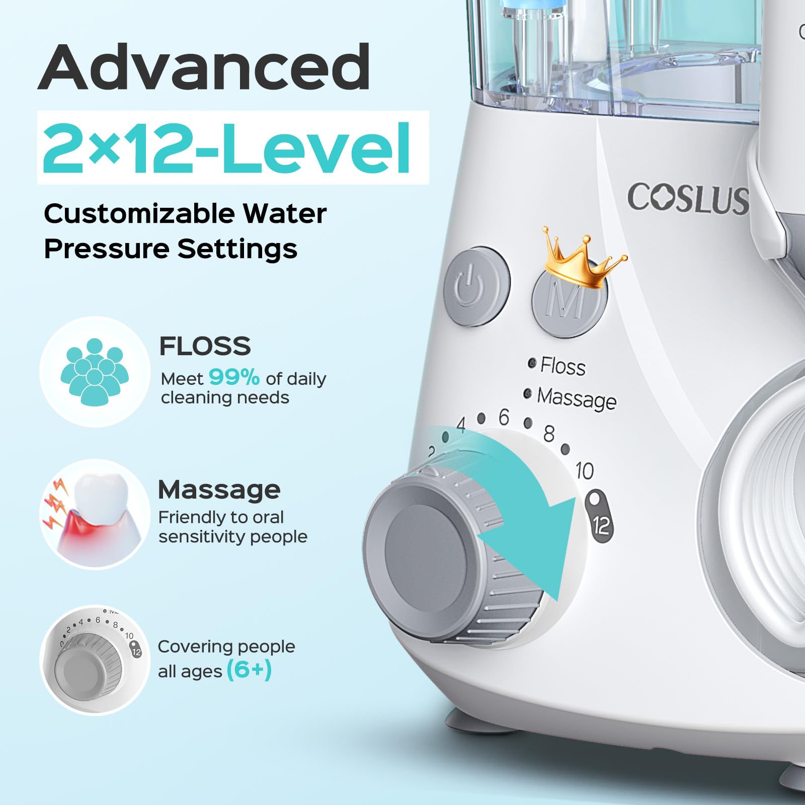 COSLUS E2 patented nozzle storage box keeps five tips organized.