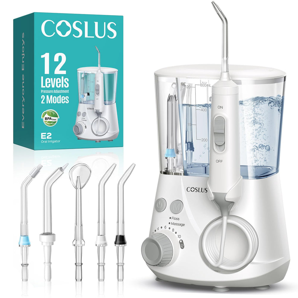 COSLUS E2 water flosser compact design saves space and fits small bathrooms.