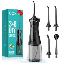 COSLUS C30 front view of the water flosser showing sleek design and ready-to-use form for daily care.