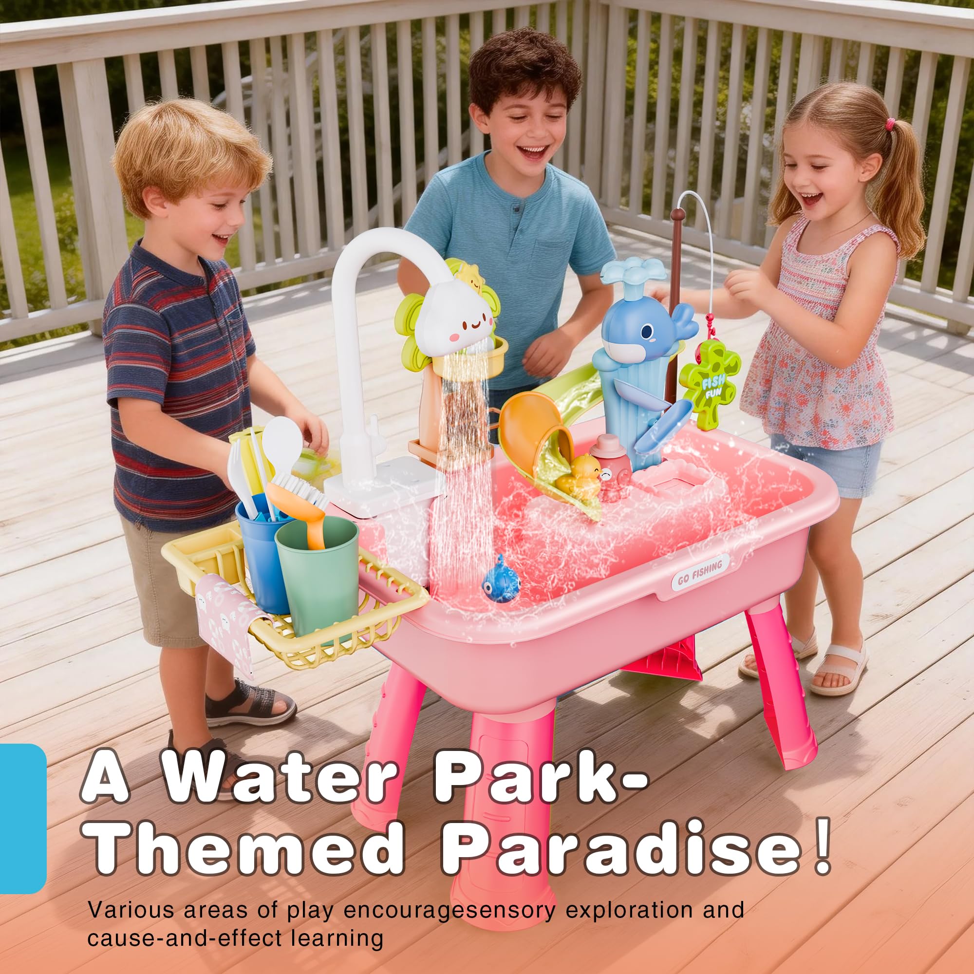 Cosminy water table cloud tap feature illustrates water flow and learning through play.